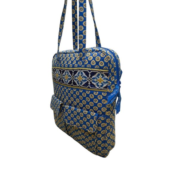 Vera Bradley Blue & Yellow Patterned Quilted Zip Closure & Pockets Shoulder Bag - Picture 2 of 13